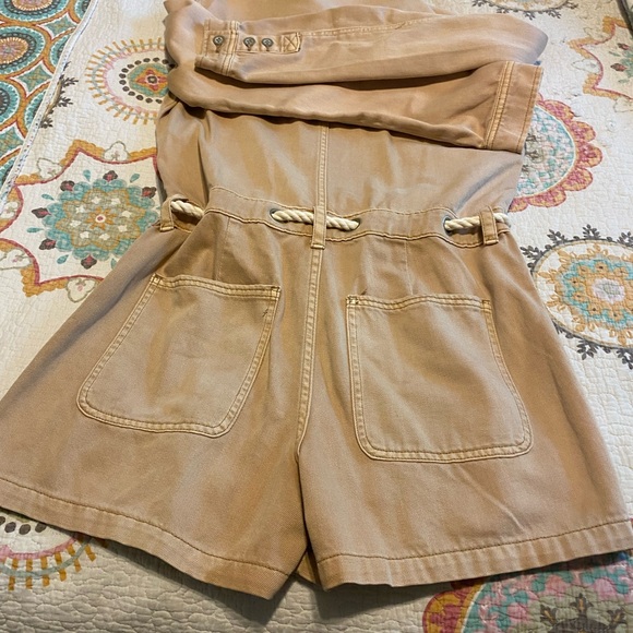 NWT Free People Natural Out in the Thunder Utility Romper Size S 100% Cotton - Picture 5 of 7